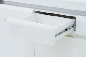 Komoda Trzydrzwiowa z Szufladą do Salonu IVORY Biała / Biały połysk 152 cm Nowoczesna