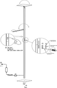Ideal - Biała metalowa lampa stojąca LED wys. 180 cm Fabas Luce - 2 lampy 40 W i 8 W ze zintegrowaną diodą LED 3000 K