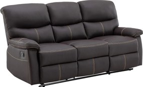Kanapa 3-osobowa z funkcją relax z ekoskóry, kolor brązowy CANBY