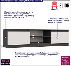 Nowoczesna szafka RTV antracyt + biały Amida 3X 140 cm
