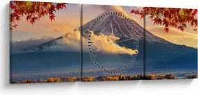 Obraz - Japonia, Góra Fuji (z zegarem) (90x30 cm)
