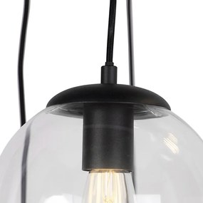 Lampa wisząca art deco czarna 7-źródeł światła przezroczyste szkło - Pallon ArtDeco Oswietlenie wewnetrzne