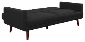 Czarna rozkładana sofa z imitacji skóry 200 cm Nola – Støraa