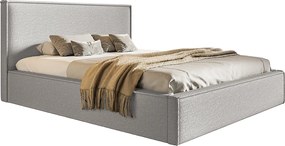 Łóżko dwuosobowe 180x200 cm Kyoto z pojemnikiem - tkanina boucle, jasny szary (Anthology 15)