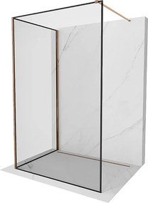 Mexen Kioto ścianka prysznicowa Walk-in 130 x 100 cm, czarna ramka, różowe złoto - 800-130-212-60-70-100