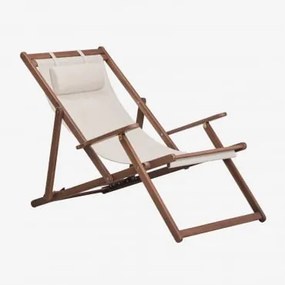 Zestaw 2 Składanych Leżaków Z Poduszką Z Drewna Akacjowego Rondonia Jasny Beż - Sklum
