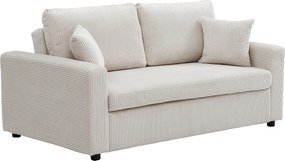 Kanapa 3-osobowa rozkładana z weluru w kolorze beżowym INIZOR