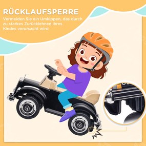 HOMCOM Dziecięce Elektryczne Auto z Pilotem i MP3 Czarny Pojazd dla Dzieci 115x67x45cm | Aosom PL