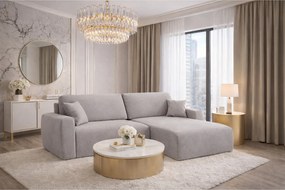 Narożnik z funkcją spania i pojemnikiem Ariel XL, tkanina welurowa Salvador, Szary, Prawy