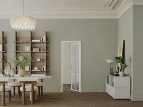 Blok drzwiowy odwracalny z aluminium i szkła hartowanego matowego – W204 x S73 cm – Biały – SEROTO