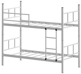 Metalowe łóżko piętrowe MAVEN 90x200 cm białe nośność 2x100 kg