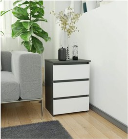Szafka nocna AKORD CL3 Grafit Szary 40 cm 3 szuflady kolor Biały mat 40x35x57 cm