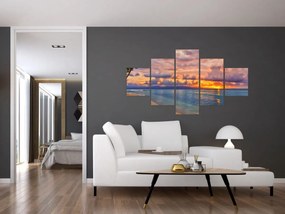 Obraz - Zachód słońca na plaży (125x70 cm)