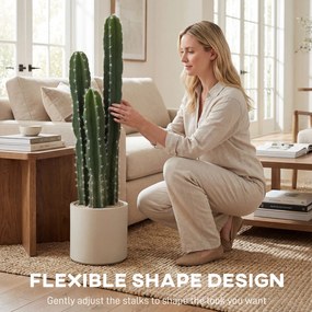 HOMCOM Sztuczna roślina kaktusowa 95 cm z doniczką jak prawdziwa do domu, biura, zielona dekoracja | Aosom PL