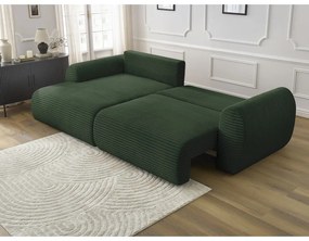 Ciemnozielony sztruksowy rozkładany narożnik (lewostronny) Lucien – Bobochic Paris