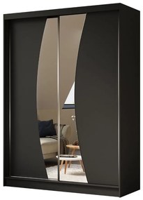 Szafa przesuwna - Foks 160 cm, czarny mat