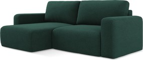 Narożnik lewostronny z funkcją spania - z tkaniny strukturalnej - butelkowa zieleń - KONA
