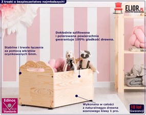 Drewniana skrzynia na zabawki S9-W20