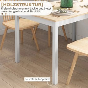HOMCOM Stół jadalny, 120 x 75 cm stół kuchenny w stylu wiejskim dla 4 osób, drewniany stół do salonu i jadalni, naturalny | Aosom PL