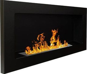 Biokominek ścienny lub do zabudowy Lucca Black, dł. 90 x gł. 12 x wys. 40