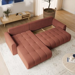 Masseno Narożnik FRIGA z funkcją spania i pojemnikiem na pościel Narozniki L, Rozkładana sofa - Ceglasty, ARAGON 59