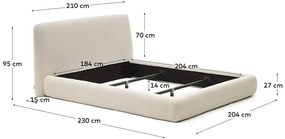 Beżowe tapicerowane łóżko dwuosobowe 180x200 cm Martina – Kave Home