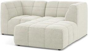 Beżowy narożnik z materiału bouclé (prawostronny/z szezlongiem) Aloha – Makamii