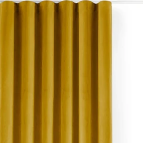 Musztardowa aksamitna zasłona częściowo zaciemniająca (dimout) 200x175 cm Velto – Filumi