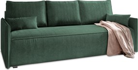 Masseno Sofa MESTOR z funkcją spania i pojemnikiem na pościel, Rozkładana sofa - Butelkowa zieleń, POSO 14