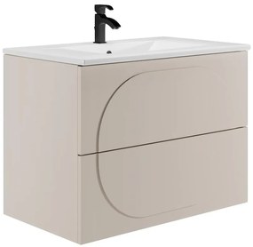 Szafka łazienkowa wisząca  z umywalką wpuszczaną - Beżowa - 80 cm - VUTOMA