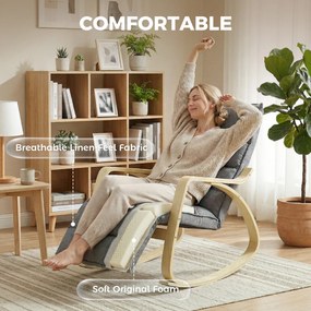 HOMCOM Fotel bujany z regulowanym podnóżkiem, fotel relaksacyjny, szary | Aosom PL