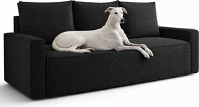Czarna rozkładana sofa boucle z pojemnikiem H8-L55