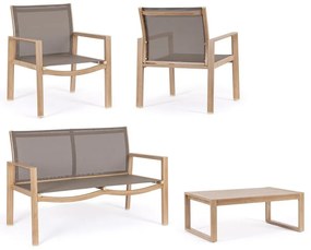 Aluminiowy zestaw mebli ogrodowych w naturalnym kolorze dla 4 osób Kallen – Bizzotto