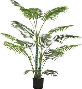 HOMCOM Sztuczna Palma z 16 liściami z plastiku, UV-odporna sztuczna roślina z plastikową doniczką, do użytku wewnętrznego i zewnętrznego, Zielona
