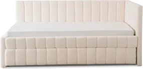 Łóżko Tapicerowane 90x200 cm VILLEMO Podwójne ze Stelażem Rozkładane Młodzieżowe Kremowe Boucle