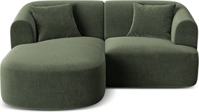 Zielony aksamitny narożnik (lewostronny/z szezlongiem) Campi – Cosmopolitan Design