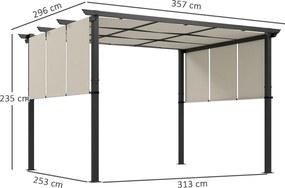 Outsunny Markiza przeciwsłoneczna, pergola, odporna na warunki atmosferyczne, w zestawie materiały montażowe, 3 x 3,5 m, beżowy | Aosom PL
