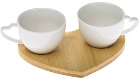 Zestaw 2 porcelanowych filiżanek z podstawkamiSerca