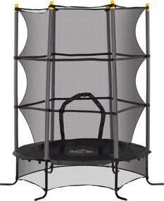 HOMCOM Trampolina dla dzieci, Ø163 cm, z siatką bezpieczeństwa, do użytku wewnętrznego i zewnętrznego, Obciążenie do 50 kg, Stal, Plastik, Czarna