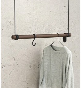 Brązowy wieszak ścienny z litego drewna dębowego 80 cm Swing M – LIND DNA