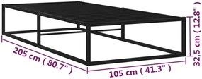 Czarne Metalowe Łózko W Stylu Industrialnym 100X200 Cm D3-A17