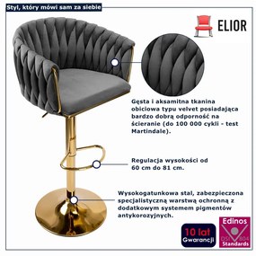 Nowoczesny szary hoker na złotej nodze P2-B27