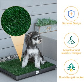 Toaleta dla szczeniąt PawHut z sztuczną trawą, 63 x 51 x 6 cm