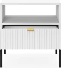 NAYA Stolik nocny S 54 biały | czarny stelaż