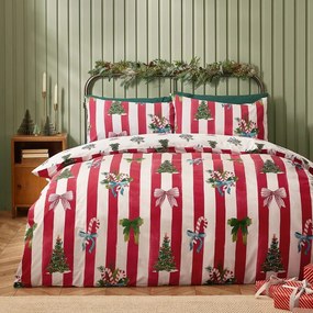 Czerwono-biała pościel dwuosobowa 230x220 cm Christmas Stripe – Catherine Lansfield