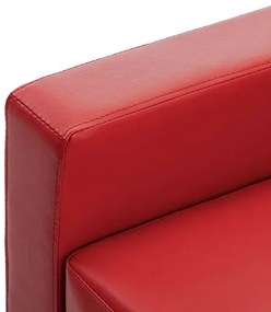 3-osobowa sofa z ekoskóry z podnóżkiem czerwona - Lencor 4Q