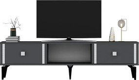 Stojak pod TV – szerokość 150 cm – antracyt i srebro – płyta wiórowa pokryta melaminą