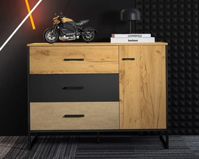 Szafa młodzieżowa COLIN 02 2D dąb złoty craft/czarna ML MEBLE