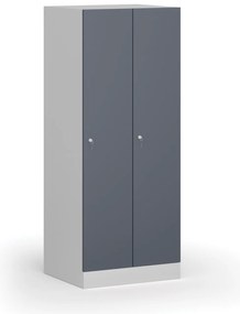 Szafka ubraniowa obniżona, 2-drzwiowa, 1500 x 600 x 500 mm, demontaż, zamek cylindryczny, drzwi ciemnoszare