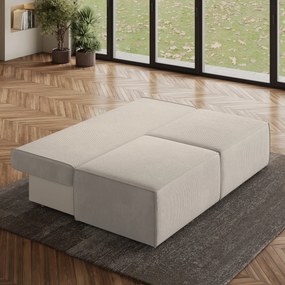 Masseno Narożnik VARNA z funkcją spania i pojemnikiem na pościel Narozniki L, Rozkładana sofa - Kremowy, POSO 100